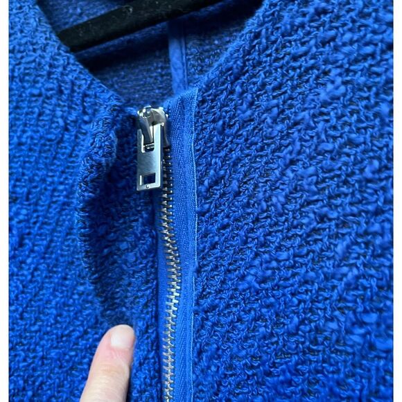 IRO Agnetay Royal Blue Tweed Boucle Cropped Zipper Jacket, Frayed Edge Detail, 2 - Picture 13 of 15